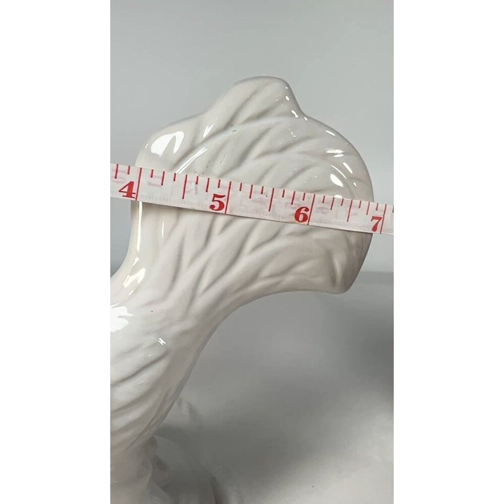 Vtg Ceramic Rooster Hen Chicken Figurine Home Decor White Glaze Ceramic 8.5" - Picture 5 of 6